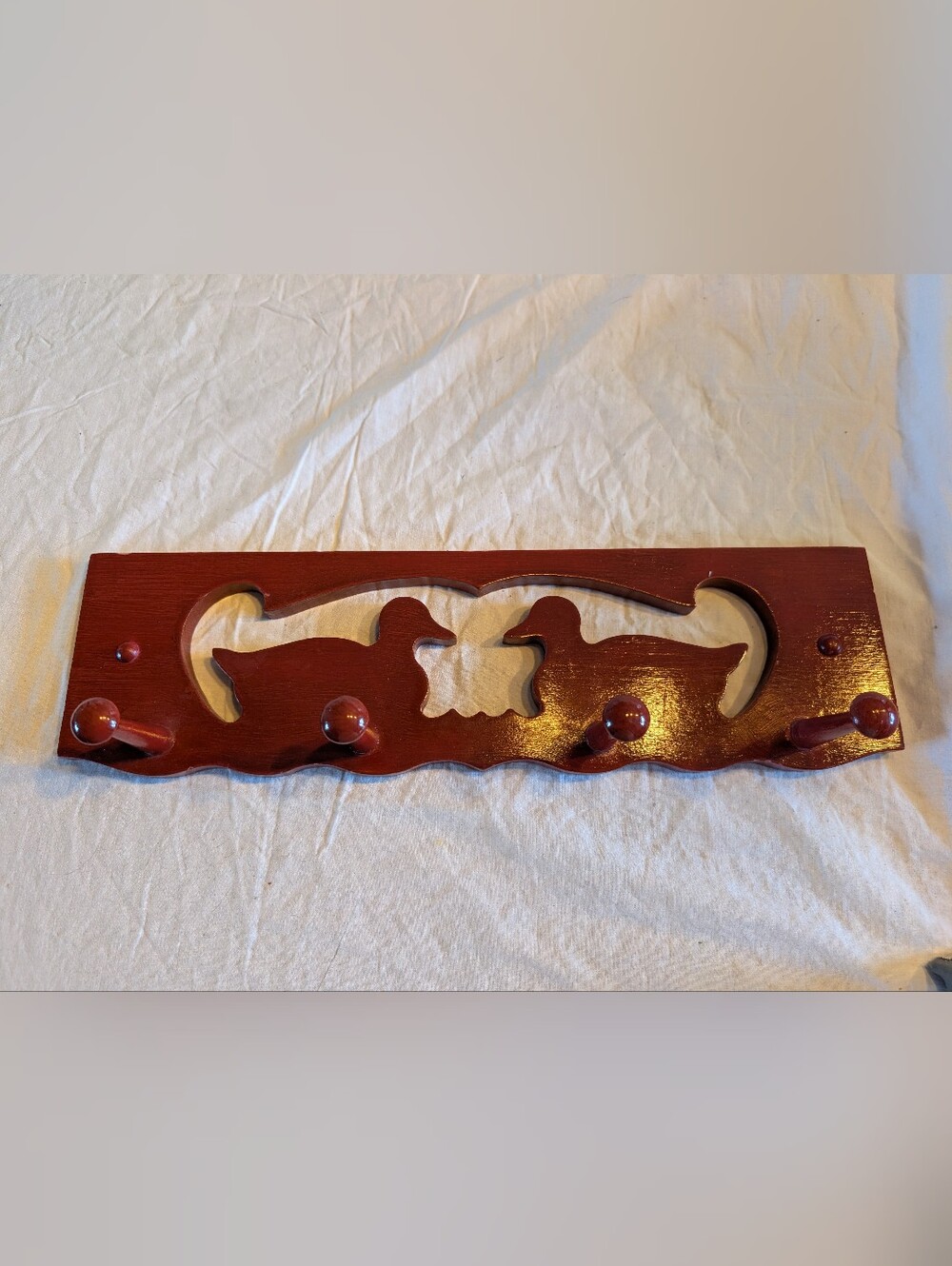 2/60$ Vintage Red Duck Wall Hook Rack